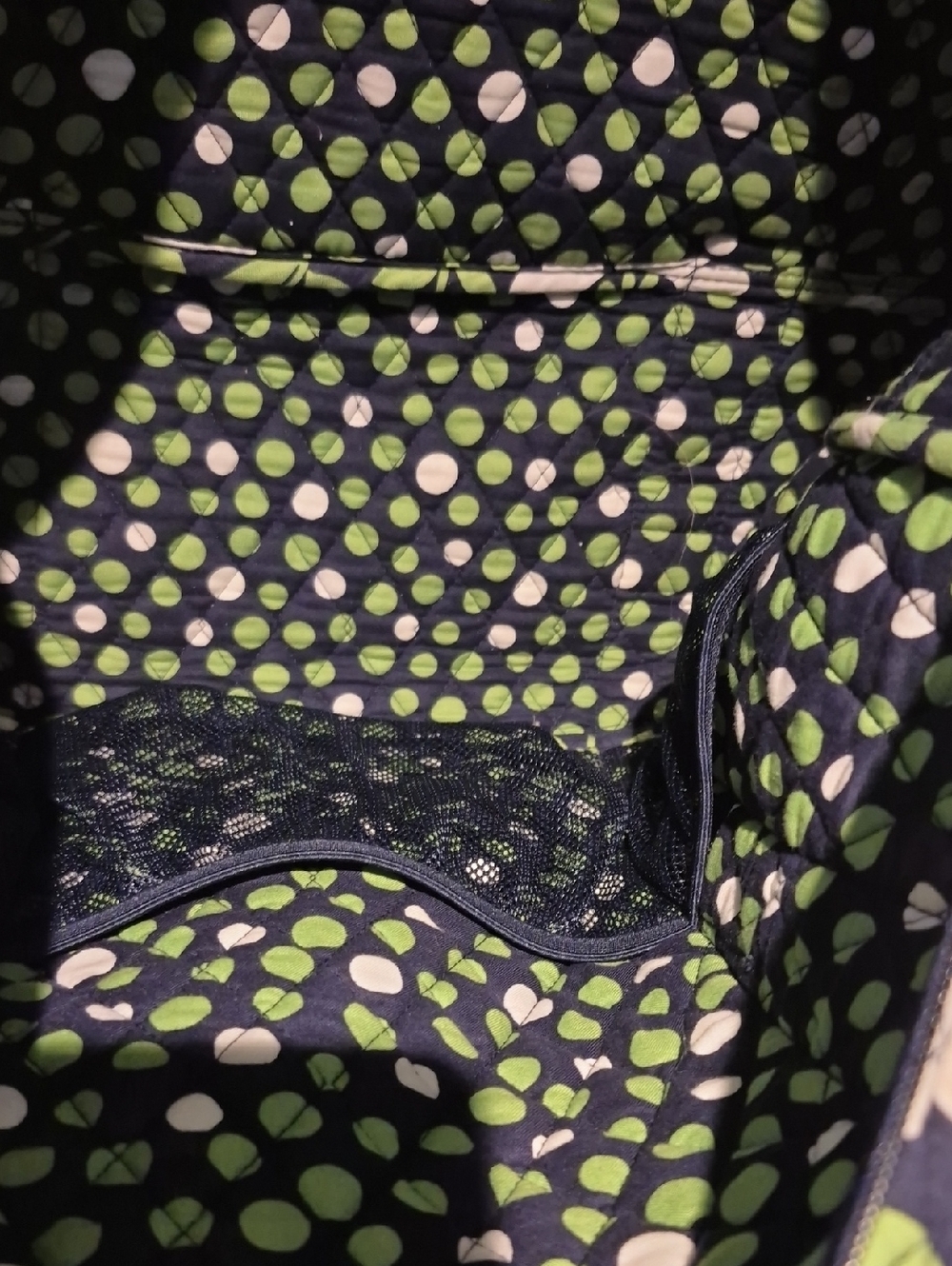 Vera Bradley Lucky You medium Quilted Floral Tote Bag in Black & Green. EUC - Picture 8 of 13